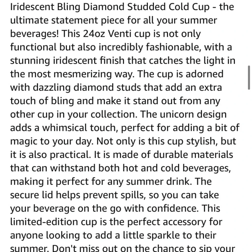 Starbucks Iridescent Bling Diamond Studded Cold Cup